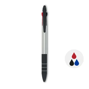 Penna a sfera in plastica multicolore con punta touch e tre refill nero rosso blu