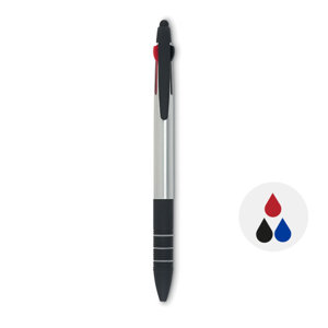 Penna a sfera in plastica multicolore con punta touch e tre refill nero rosso blu