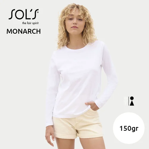 Maglietta SOL'S MONARCH da donna a maniche lunghe in 100% cotone semipettinato da 150gr