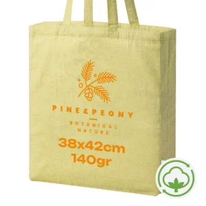 Shopper in cotone riciclato con soffietto e manici lunghi da 140gr 38×42×8cm