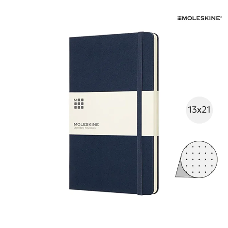 Block note Moleskine con copertina rigida e fogli puntinati color avorio 13x21cm