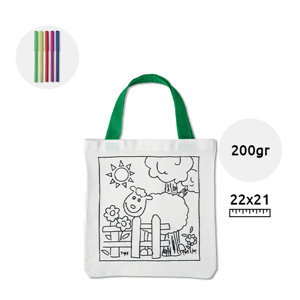 Shopper in cotone da colorare con pennarelli da 200gr 21x22cm