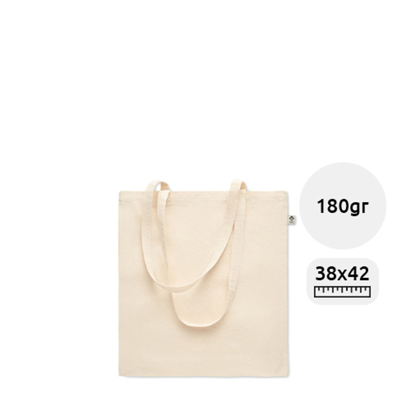 Shopper in cotone biologico con manici lunghi da 180gr 38X42cm