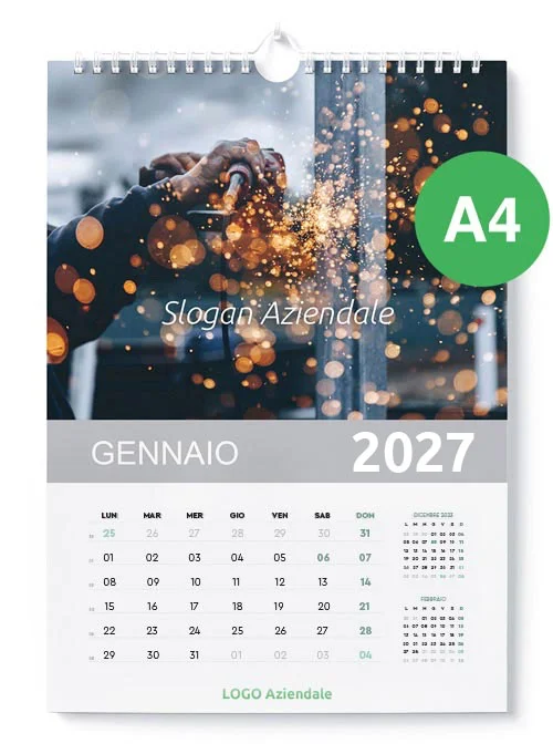 Calendari Aziendali da Parete Personalizzati formato A4. Possibilità di richiedere anche il progetto grafico