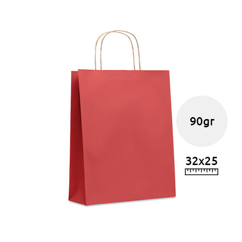 Shopper in carta disponibile in vari colori con manici color naturale formato medio da 90gr 25x11x32cm