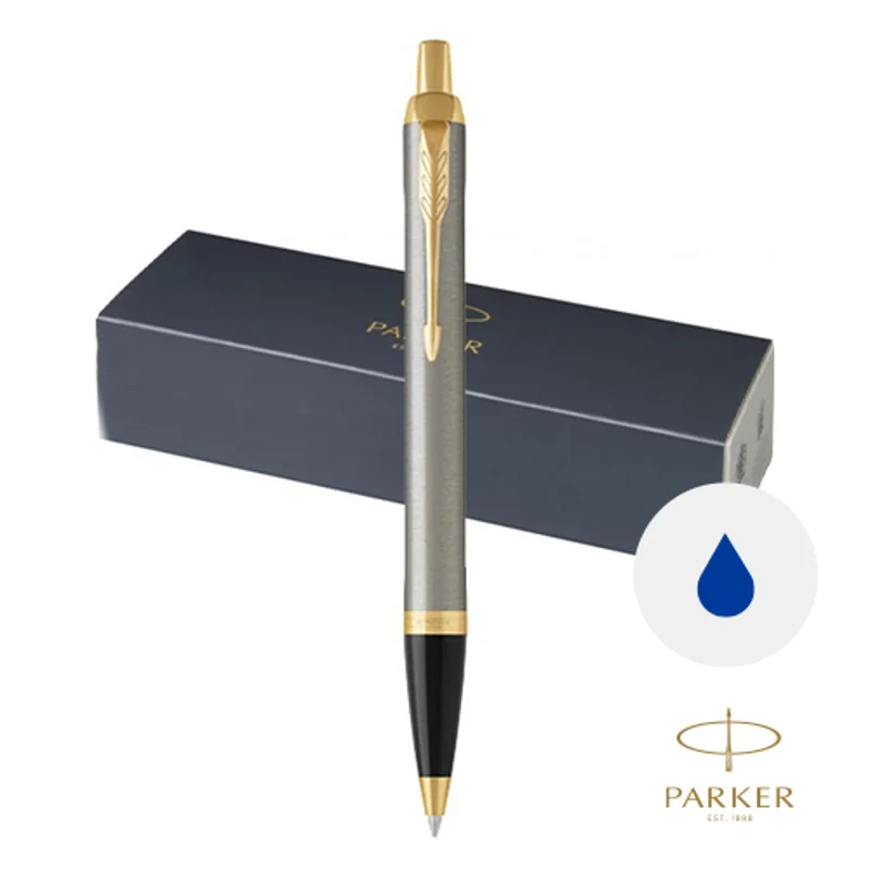 Penna a asfera Parker in alluminio disponibile in vari colori con meccanismo a scatto in confezione regalo e refill blu