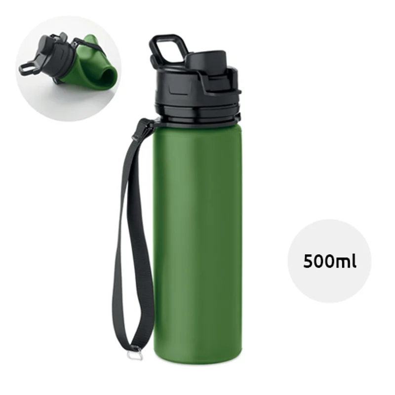 Borraccia in silicone pieghevole con coperchio a beccuccio da 500ml