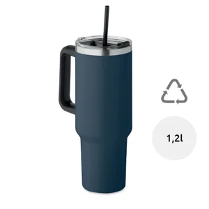Bicchiere a doppio strato in acciaio inossidabile riciclato con coperchio in cannuccia da 1200ml
