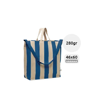 Borsa da spiaggia extra large in cotone riciclato 280gr manici corti e tracolla regolabile 46x16x60cm