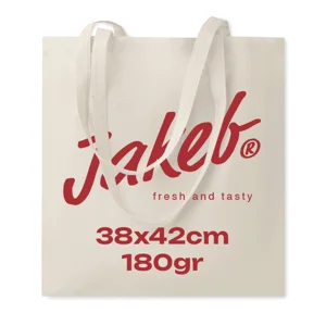 Shopper in cotone con manici lunghi in colore naturale da 180gr 38X42CM