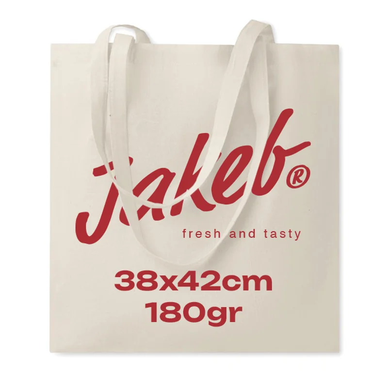 Shopper in cotone con manici lunghi in colore naturale da 180gr 38X42CM
