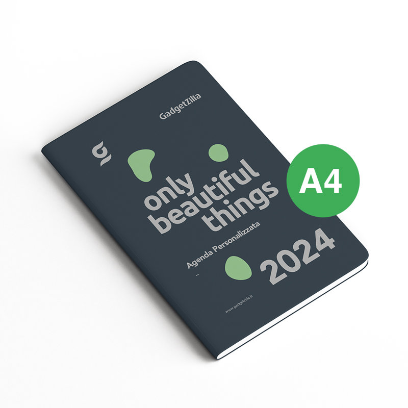 Agenda Cucita formato A4 con grafica completamente personalizzabile. Possibilità di richiedere anche il progetto grafico