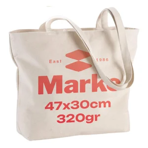 Shopper in cotone 320 gr con zip e manici lunghi 47x11x30cm