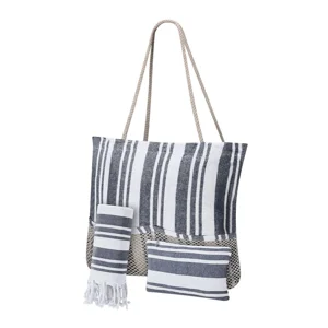 Set con borsa mare e beauty case e telo mare in cotone da 180gr