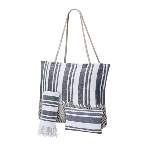 Set con borsa mare e beauty case e telo mare in cotone da 180gr