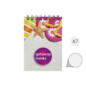 Block notes A7 Desk-Mate con rilegatura a spirale nera 50 pagine bianche completamente personalizzabile