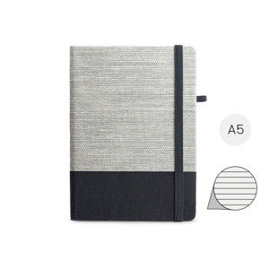 Block notes A5 con copertina in fibra di paglia e tela di cotone e 192 pagine a righe bianche