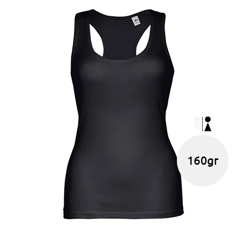 Canotta da donna colori assortiti incrociata sulla schiena 100% cotone 160gr