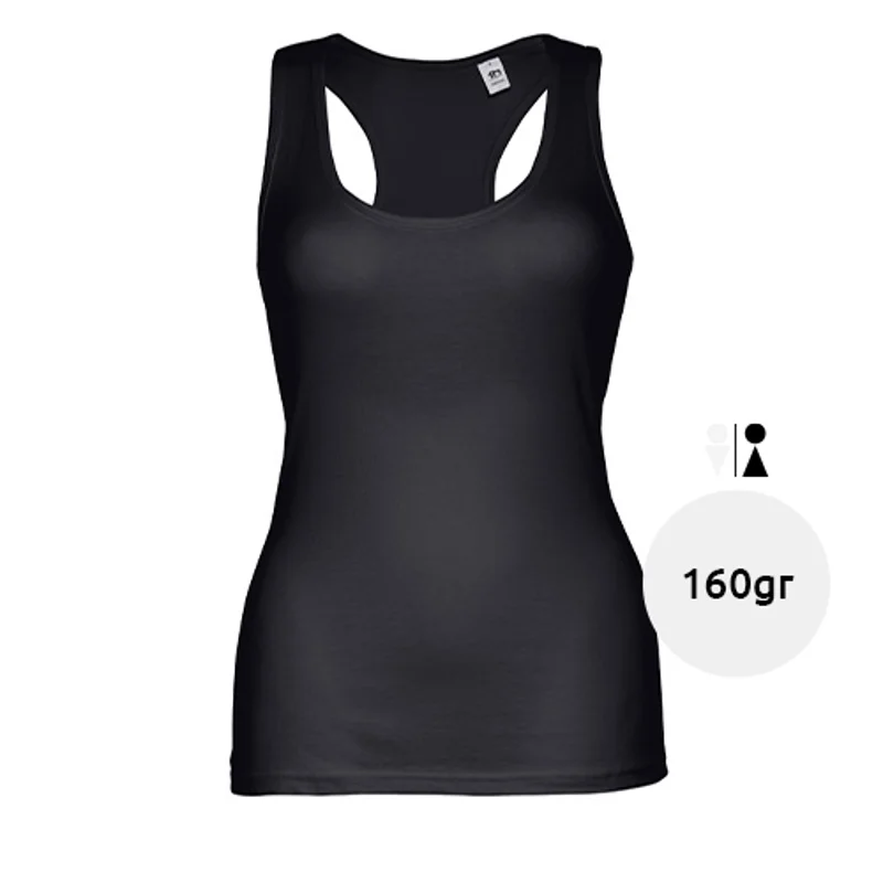 Canotta da donna colori assortiti incrociata sulla schiena 100% cotone 160gr