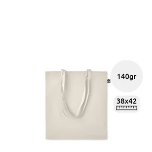 Shopper in cotone organico con manici lunghi in colore naturale da 140gr 38x42cm