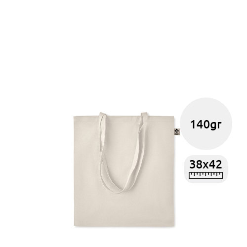 Shopper in cotone organico con manici lunghi in colore naturale da 140gr 38x42cm