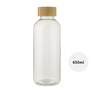 Borraccia in plastica riciclata da 650 ml con tappo in bambù