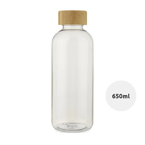 Borraccia in plastica riciclata da 650 ml con tappo in bambù