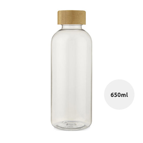Borraccia in plastica riciclata da 650 ml con tappo in bambù