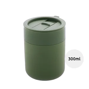 Tazza da viaggio da 300ml in ceramica rivestita con silicone e coperchio in plastica PP