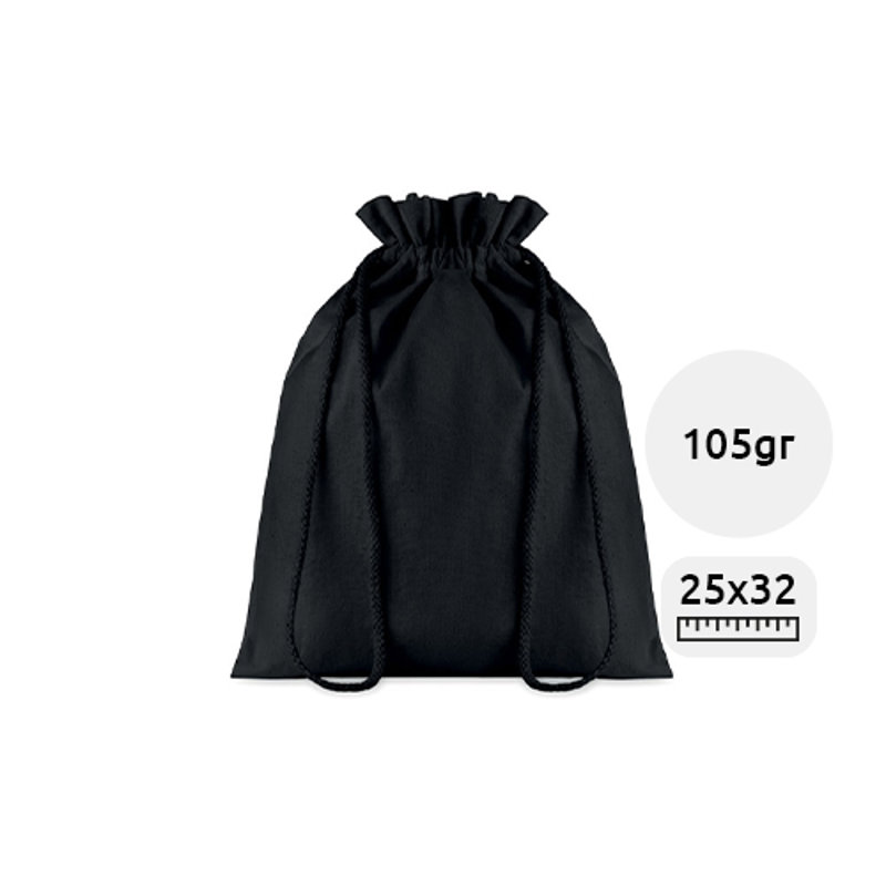 Sacca Media nera in cotone con chiusura a coulisse da 105gr 25X32cm