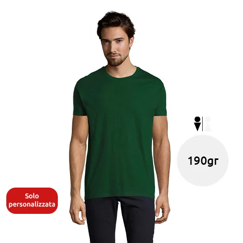 T-shirt da uomo colori assortiti a girocollo taglio regolare 100% cotone 190gr