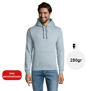 Felpa da uomo colori assortiti con cappuccio e tasca frontale in cotone e poliestere 280g