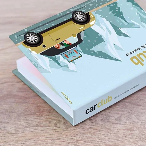 Blocco di 2 foglietti adesivi bianchi con Copertina rigida e 5 label colorati