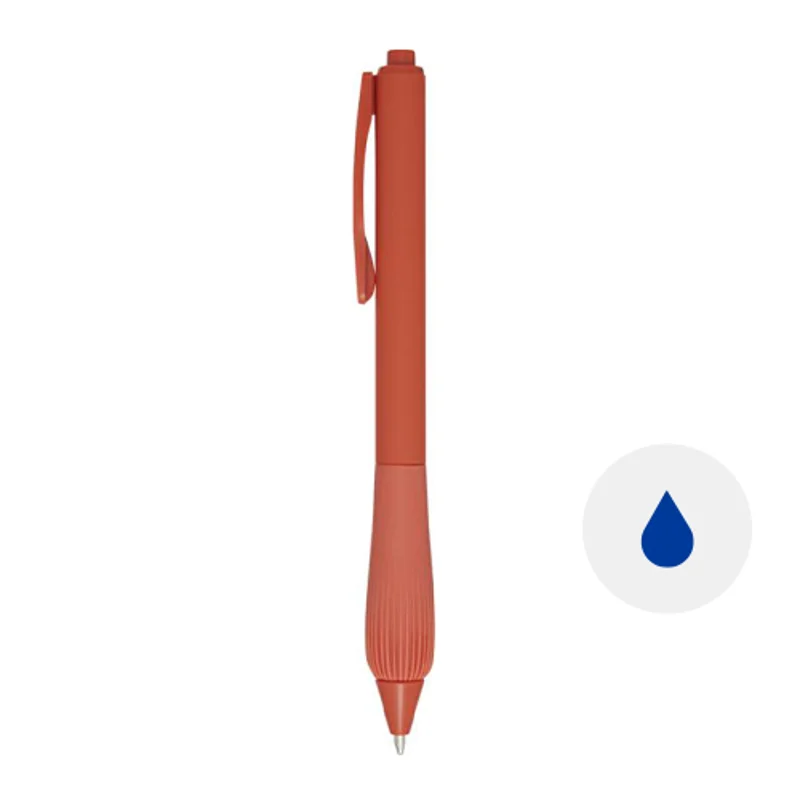 Penna a sfera in ABS riciclato fusto gommato e impugnatura in TPR refill blu
