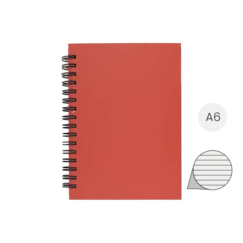 Block Notes A6 in carta riciclata con 80 fogli a righe e rilegatura a spirale