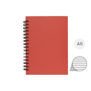 Block Notes A6 in carta riciclata con 80 fogli a righe e rilegatura a spirale