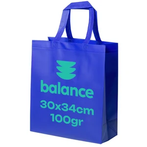 Shopper in TNT laminato extra-durevole con manici corti da 100gr 30x34x12cm