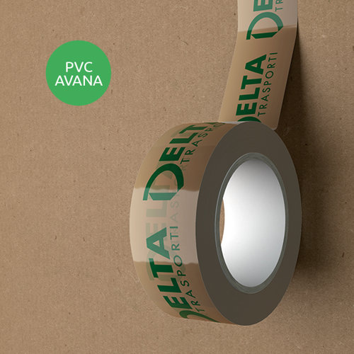 Nastri adesivi in PVC Avana altezza 50mm lunghi 66m in scatole da 36 nastri con stampa fino a 3 colori