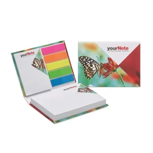 Blocco di 2 foglietti adesivi bianchi con Copertina rigida e 5 label colorati