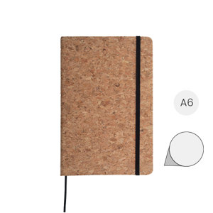 Block note A6 con copertina in sughero 80 fogli bianchi ed elastico