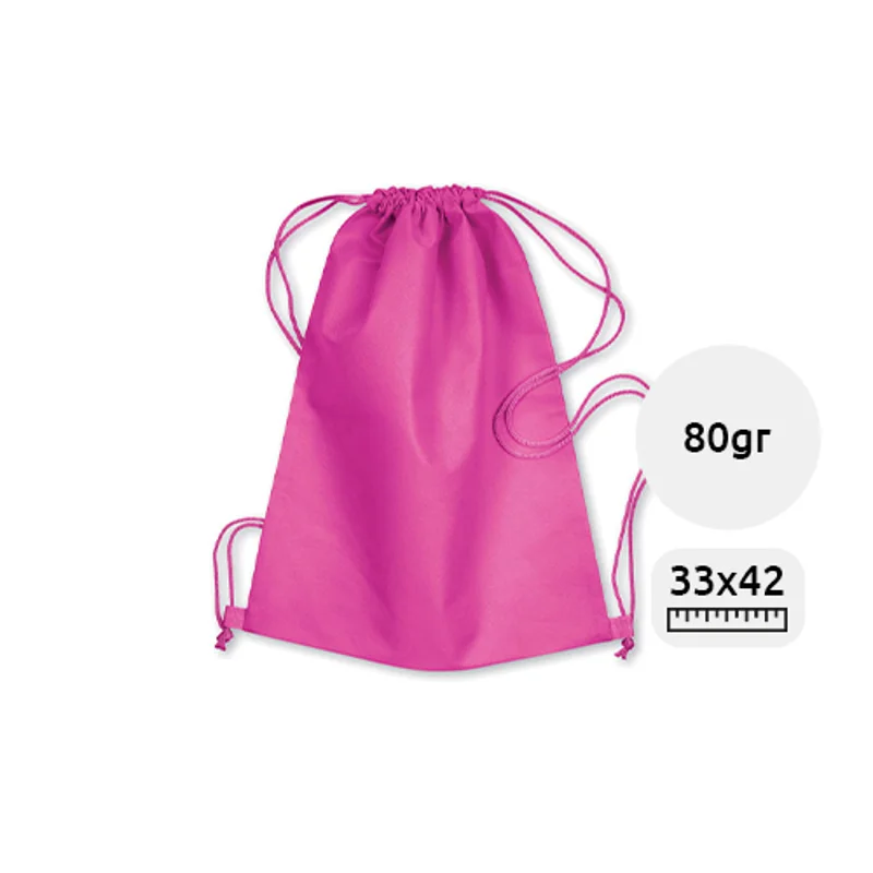 Sacca Zaino leggero in TNT colorata con chiusura a coulisse da 80gr 33X42cm