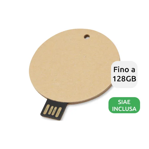 Chiavetta USB rotonda in carta riciclata da 1GB a 128GB
