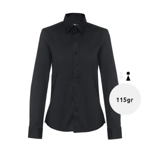 Camicia da donna a maniche lunghe taglio aderente in cotone e poliammide 115gr