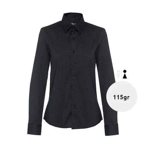 Camicia da donna a maniche lunghe taglio aderente in cotone e poliammide 115gr