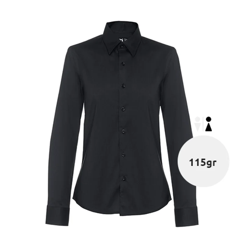 Camicia da donna a maniche lunghe taglio aderente in cotone e poliammide 115gr