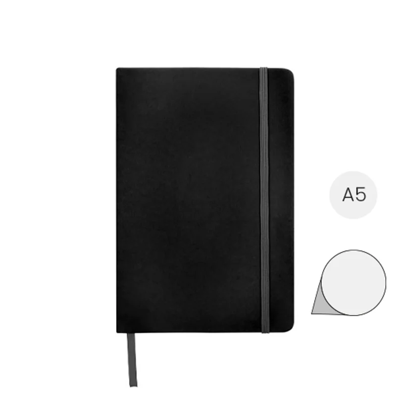 Block notes A5 rivestiti in PVC con elastico e segnapagina coordinati e 96 pagine neutre