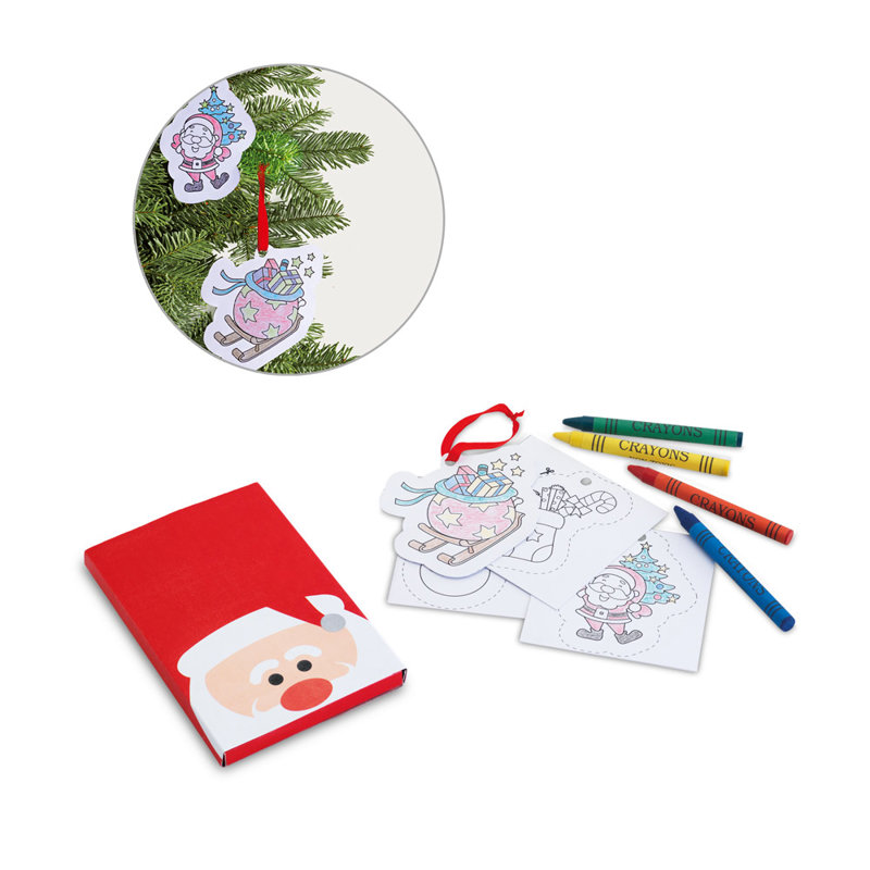 Set Natalizio di fogli da colorare e appendere sull'albero di Natale