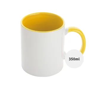 Tazza in ceramica bianca con parete interna e manico colorati ideale per sublimazione 350ml