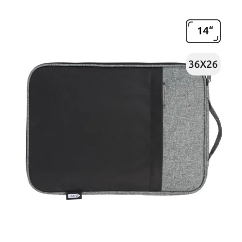 Custodia porta pc da 14" in poliestere riciclato certificato con maniglia per il trasporto e tasca anteriore 26x3x36cm