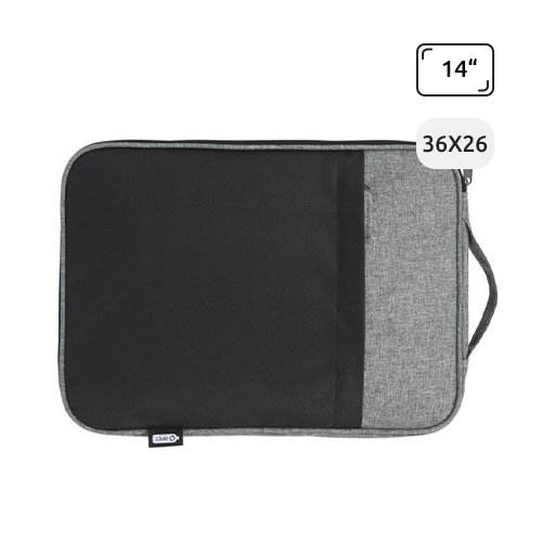 Custodia porta pc da 14" in poliestere riciclato certificato con maniglia per il trasporto e tasca anteriore 26x3x36cm